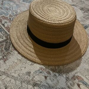 Treasure & Bond Tan Straw Fedora with Black Band